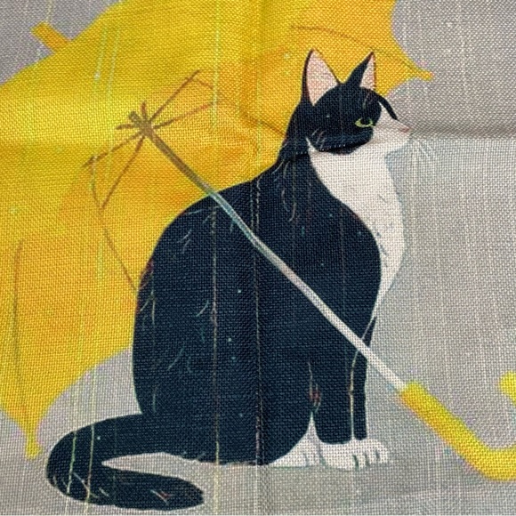 Eco-Friendly Black Cat with Yellow Umbrella Folding Tote Bag - Picture 6 of 12